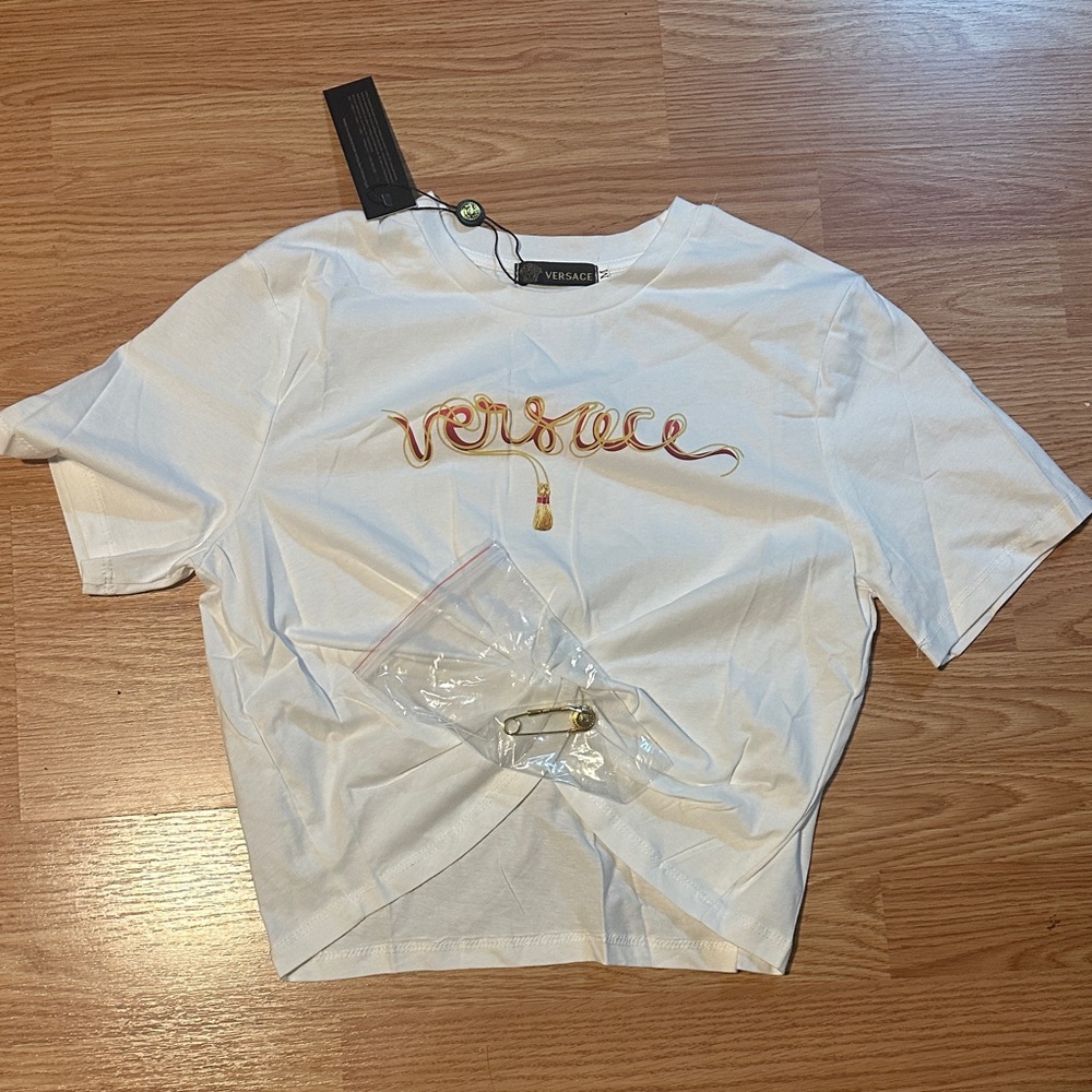 Designer inspired White Tee with Gold Accents